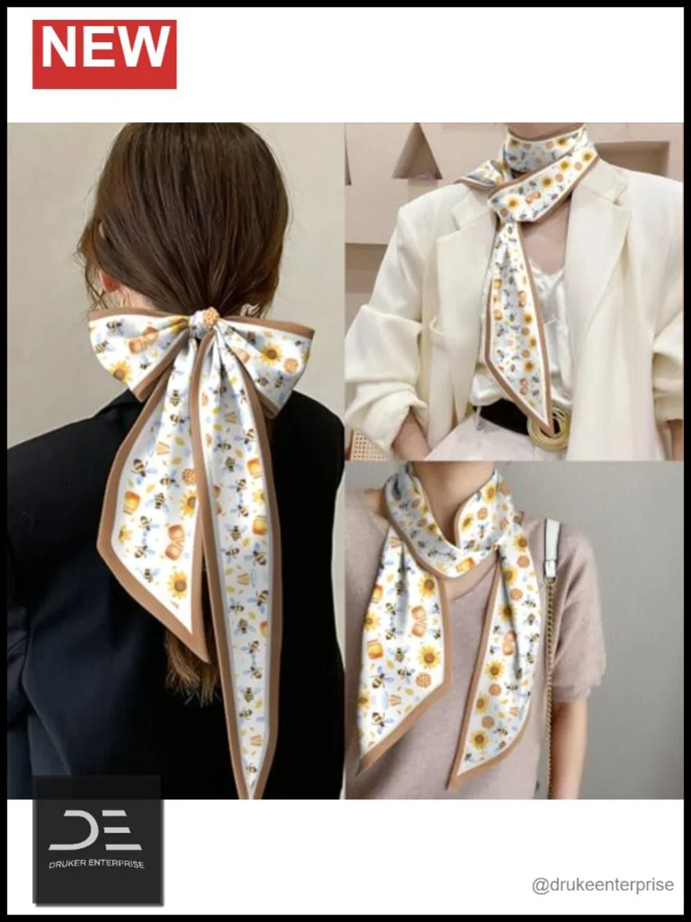 Long Satin Fashion Scarf Handbag Accessory Neck Wrap 59x6.7